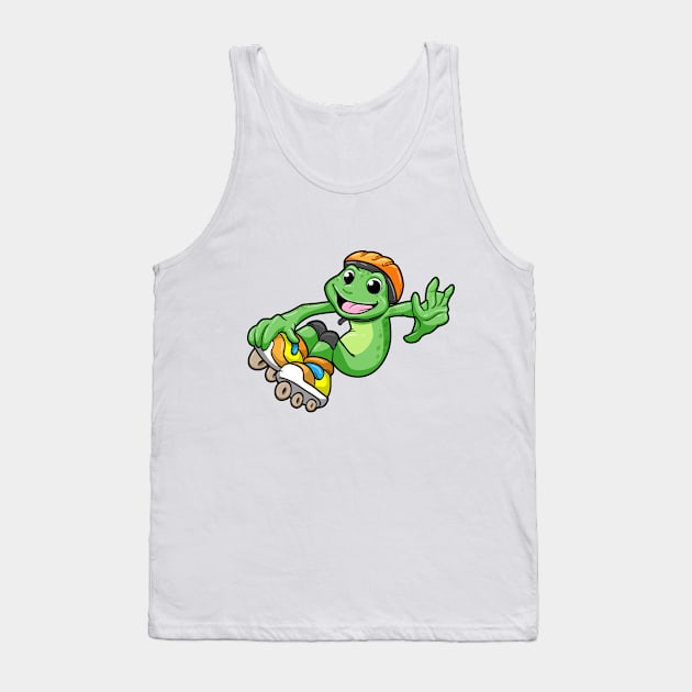 Frog as Inline Skater with Inline Skates and Helmet Tank Top by Markus Schnabel